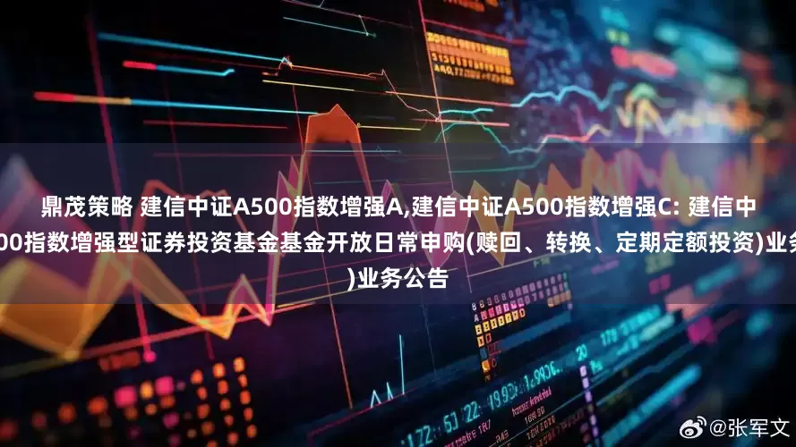 鼎茂策略 建信中证A500指数增强A,建信中证A500指数增强C: 建信中证A500指数增强型证券投资基金基金开放日常申购(赎回、转换、定期定额投资)业务公告